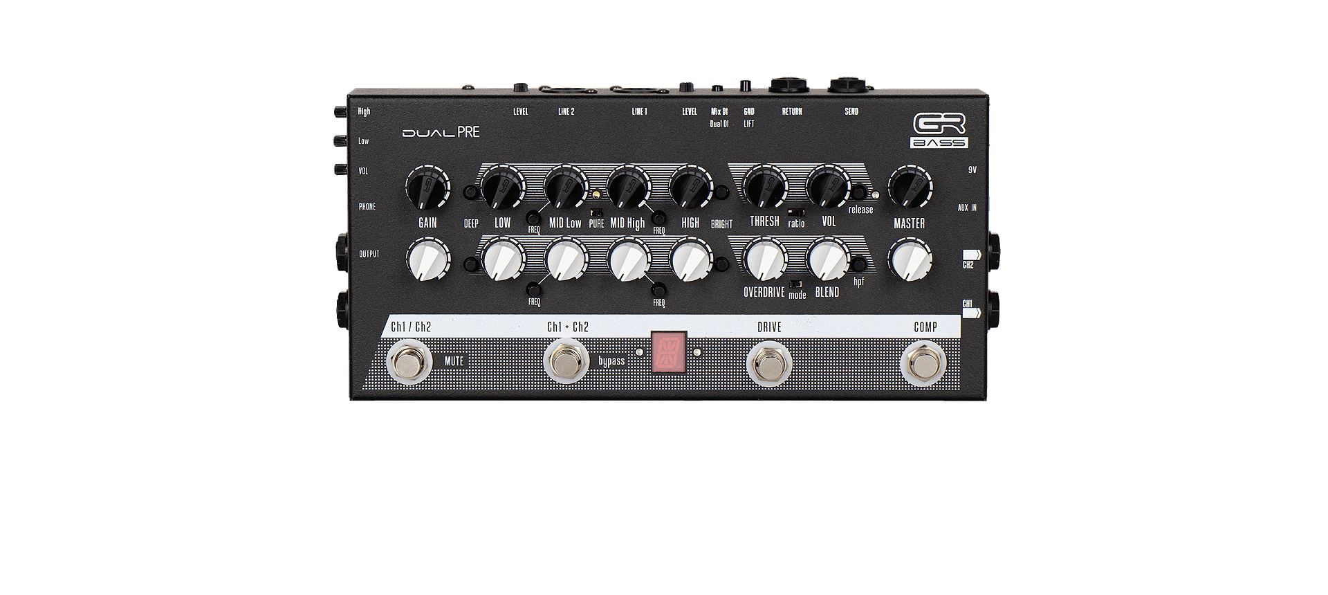GR Bass DUAL Pre Bass Preamp GR Bass DUAL Pre 2-Channel Bass Preamp Pedal