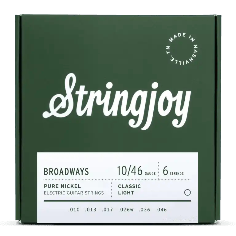 Stringjoy 10-46 Classic Light Gauge Broadways - Pure Nickel Electric Guitar Strings
